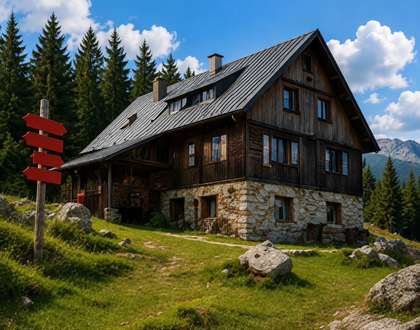 Planinska koča v gorah
